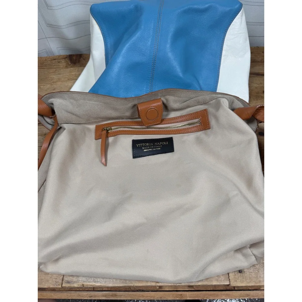 Vittoria Napoli Italian Leather Color-Block Hobo Bag